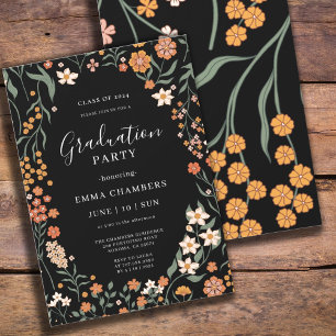 Invitación al marco de flor silvestre de primavera