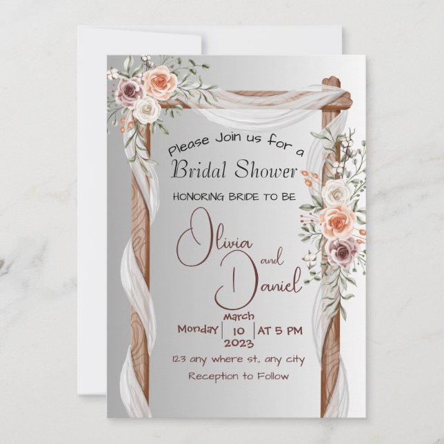 Invitación al marco del arco de peonía rosado del  (Anverso)