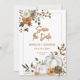 Invitación al marco floral de la calabaza otoñal