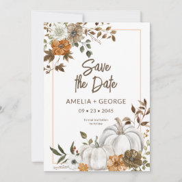 Invitación al marco floral de la calabaza otoñal