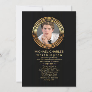 Invitación al marco fotográfico circular de oro
