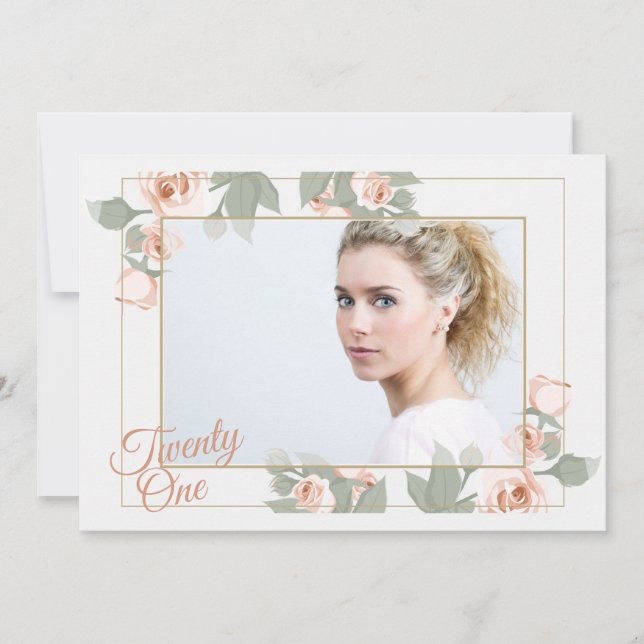 Invitación al marco fotográfico rosa rosa (Anverso)