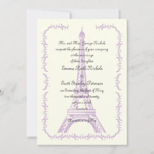 Invitación al marfil de la Torre Eiffel, boda de P