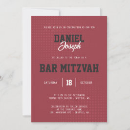 Invitación al maroon deportivo Dots Bar Mitzvah