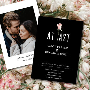 Invitación Al menos un Boda negro rosa rosa Minimalista