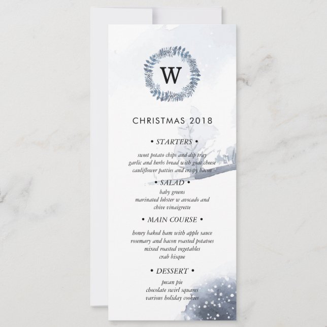 Invitación al menú de cena de Navidades de Winter  (Anverso)