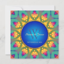 Invitación al monograma de girasol mágico bohemio