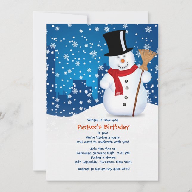 Invitación al Muñeco de Nieve Urbano (Anverso)