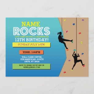 Invitación al muro de escalada de la fiesta de cum