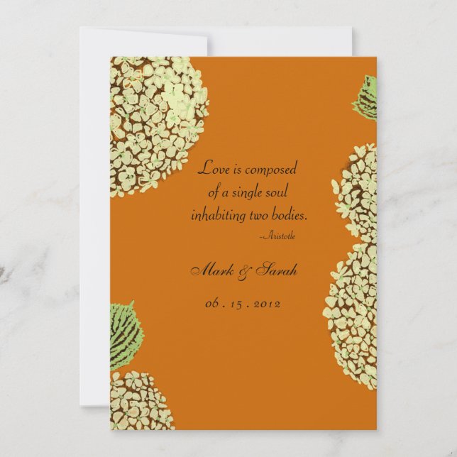 Invitación al Naranja de otoño Hydrangea (Anverso)