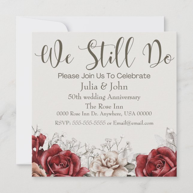 Invitación al nuevo aniversario de la boda de Vint (Anverso)