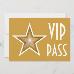 Invitación al oro de la estrella dorada 'VIP PASS'