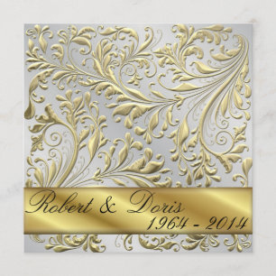 Invitación al oro del 50 aniversario de Boda de Or