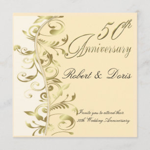 Invitación al oro del 50 aniversario de Boda de Or