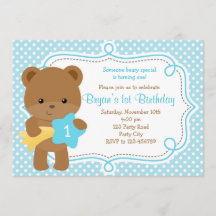 Invitación al oso (1er cumpleaños / Baby Shower) -