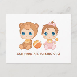 Invitación al oso Chica de primer cumpleaños para