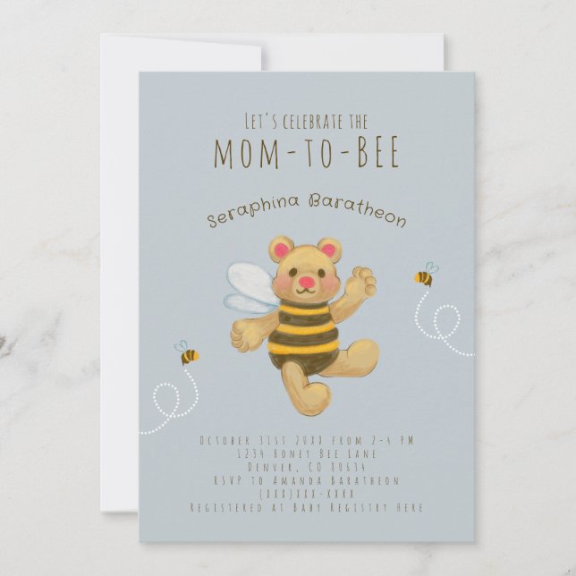 Invitación al oso de abeja de burbuja amarilla (Anverso)