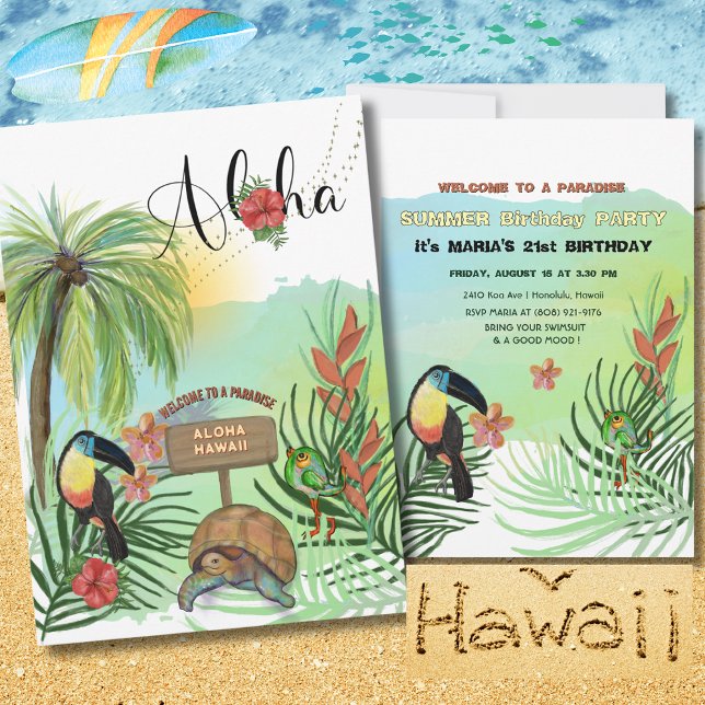 Invitación al paraíso tropical Aloha Hawaii (Aloha Hawaii Tropical Paradise Invitation )