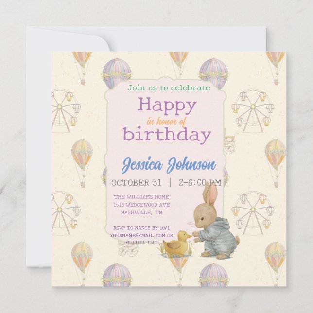 Invitación al "Parque de Diversión de Cuentos Fair (Anverso)