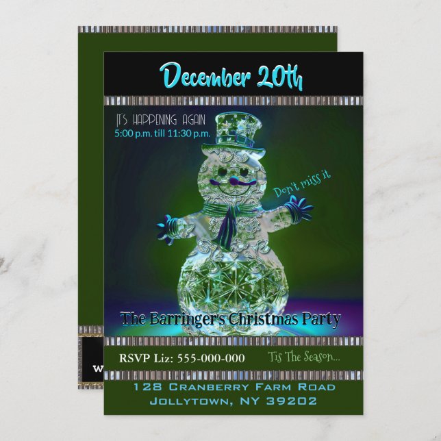 Invitación al partido anual de Navidades Snowman S (Anverso / Reverso)