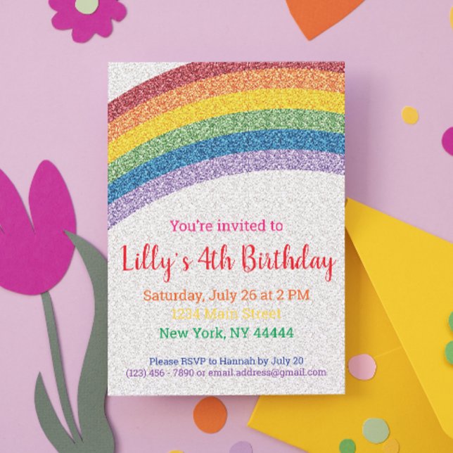 Invitación al partido arcoiris purpurina, cumpleañ (Subido por el creador)