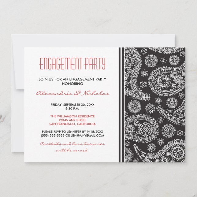 Invitación al partido de compromiso Henna Paisley  (Anverso)