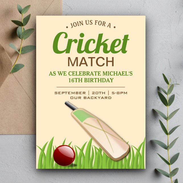 Invitación al partido de cumpleaños Cricket Sport (Subido por el creador)