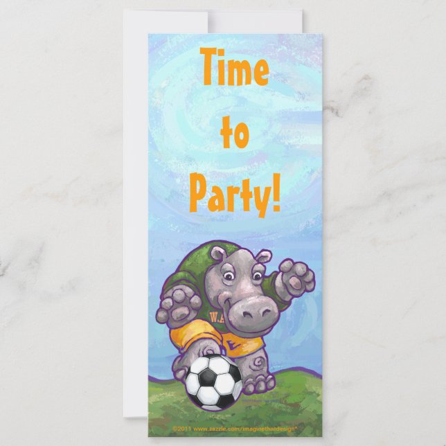 Invitación al partido de fútbol Cute Hippo (Anverso)