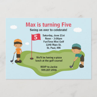Invitación al partido de golf en miniatura