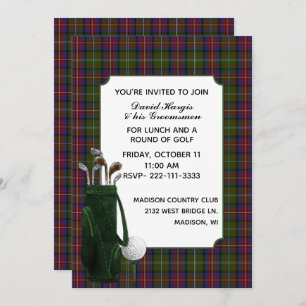 Invitación al partido de golf Hargis Plaid Groom