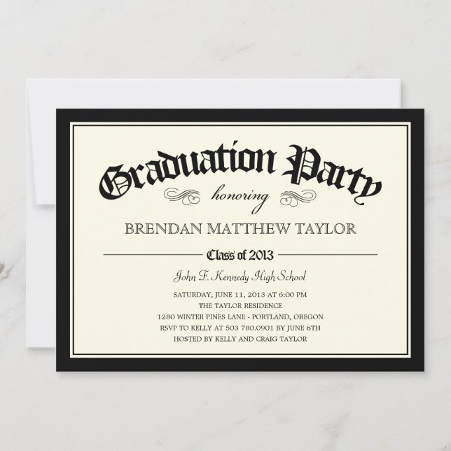 Invitación al Partido de Graduación del Diploma de (Anverso)