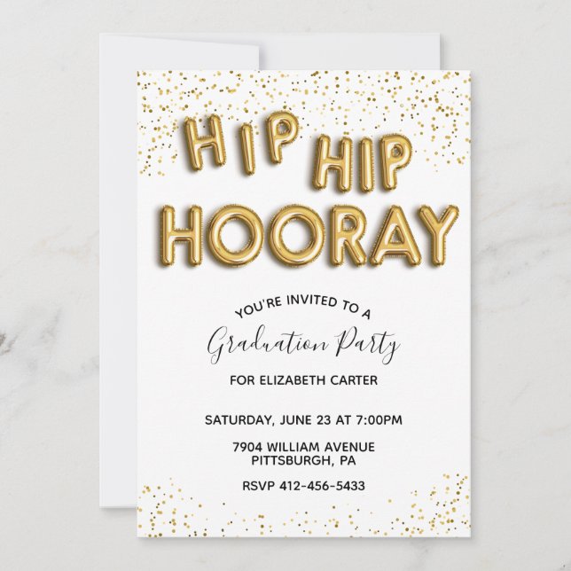 Invitación al Partido de Graduación Hip Hooray (Anverso)