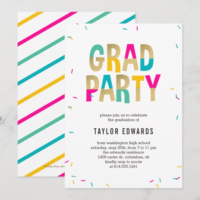 Invitación Al Partido De Graduación Momento De Ale (Anverso / Reverso)