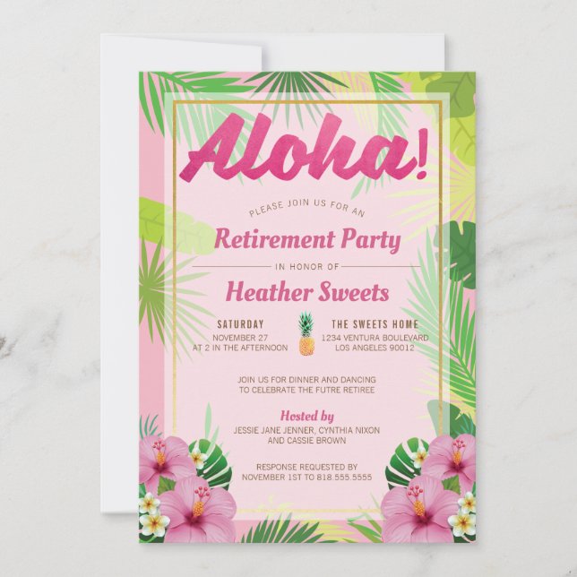 Invitación al Partido de Jubilación Luau (Anverso)
