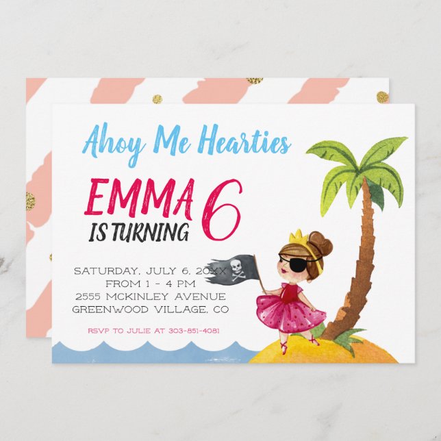Invitación al Partido de la Reina del Pirata (Anverso / Reverso)