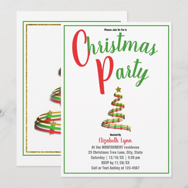 Invitación al Partido de los Navidades Oro, Rojo y (Anverso / Reverso)