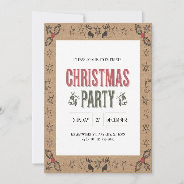 Invitación al partido de Navidades festivos (Anverso)