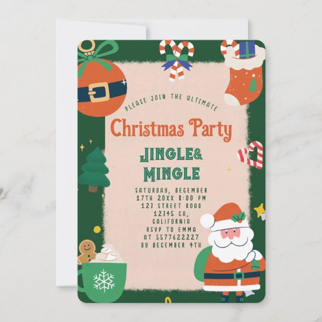 Invitación al partido de Navidades festivos (Anverso)