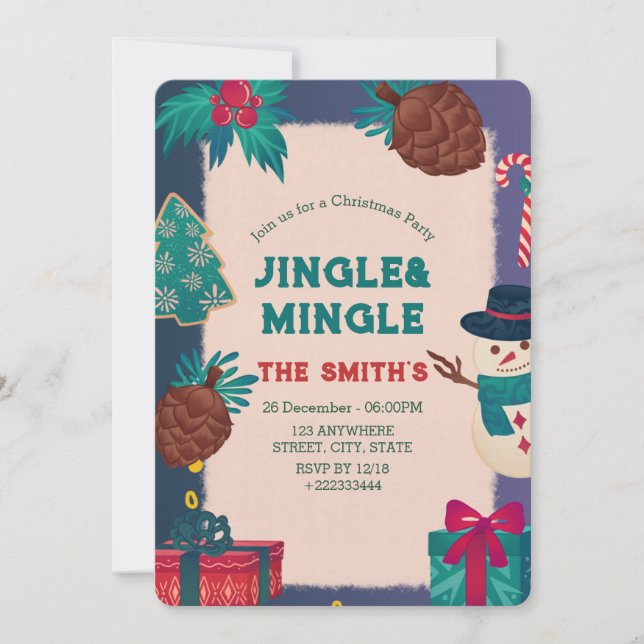 Invitación al partido de Navidades festivos (Anverso)