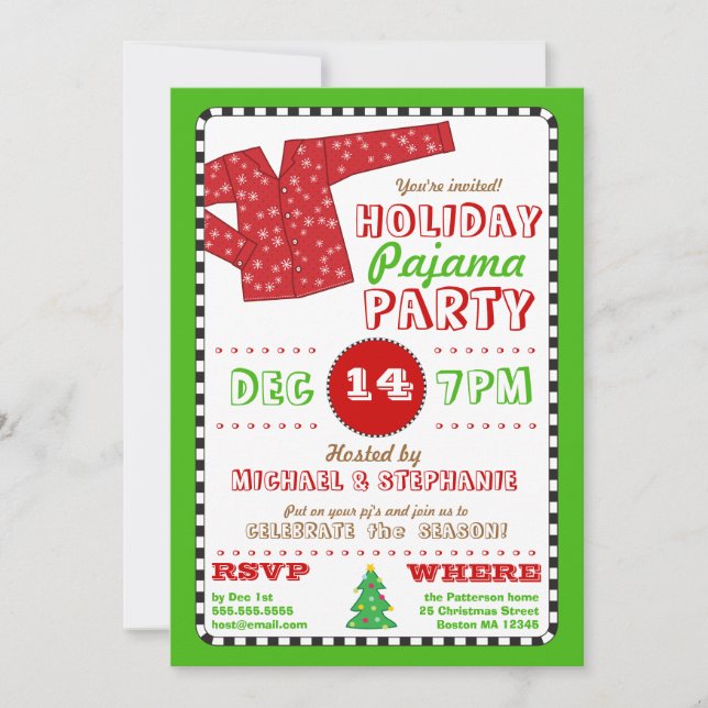 Invitación al partido de Navidades Pajama de vacac (Anverso)
