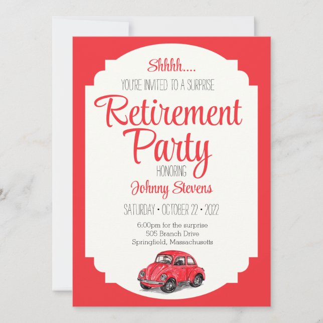 Invitación al partido de retiro de sorpresas Shhh (Anverso)