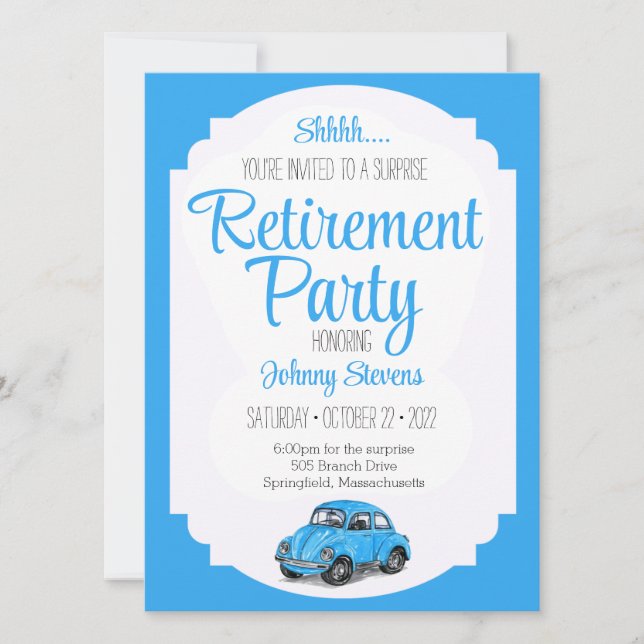 Invitación al partido de retiro de sorpresas Shhh (Anverso)