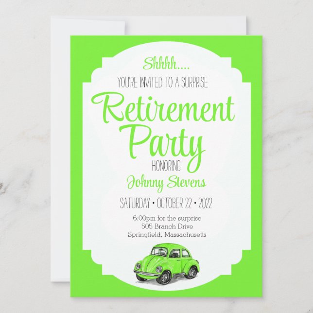 Invitación al partido de retiro de sorpresas Shhh (Anverso)