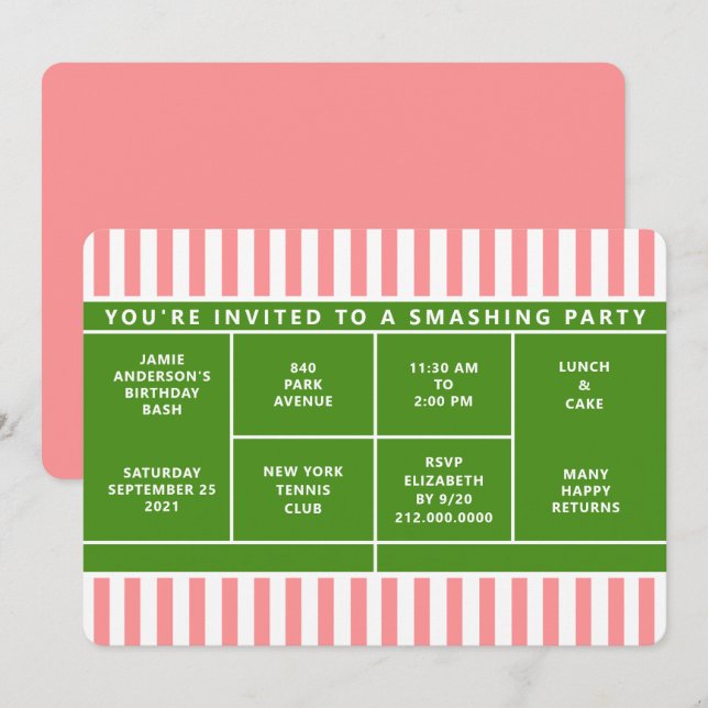 Invitación al partido de tenis (Anverso / Reverso)