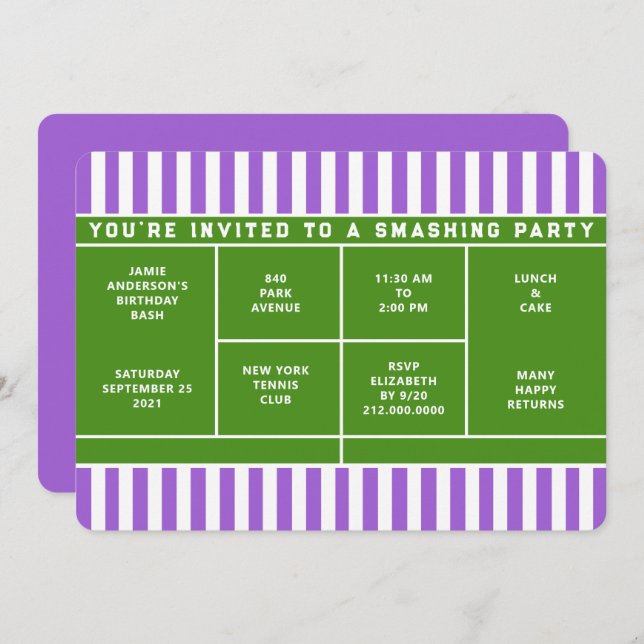 Invitación al partido de tenis (Anverso / Reverso)