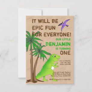 Invitación al partido Dinosaur Land Cute Dino