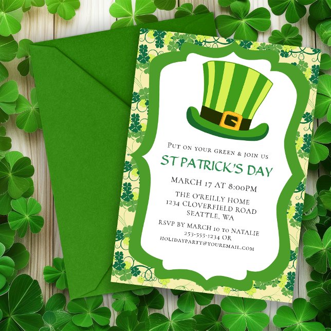 Invitación al Partido Irlandés del Día de los Patr (St Patrick's Day Irish Party Invitation)