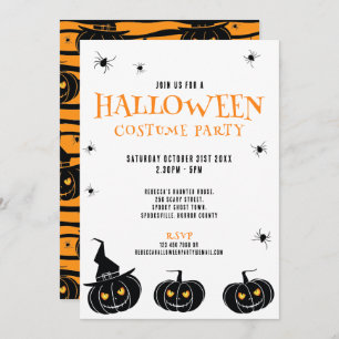 Invitación al partido Naranja Halloween Pumpkins S