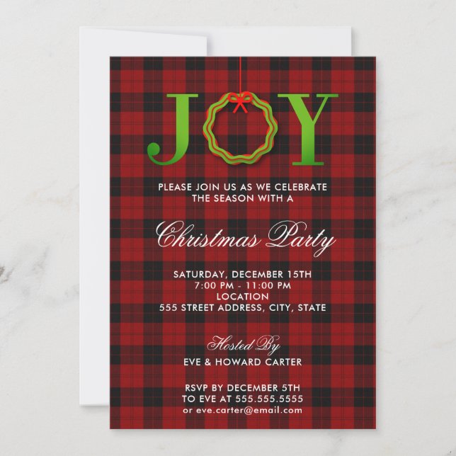 Invitación al partido Navidades JOY Tartan (Anverso)