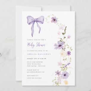 Invitación al partido Purple Baby Shower Wildflowe